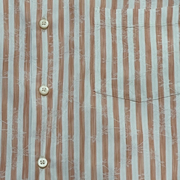 Tommy Bahama Silk Blend Palm Tree Embroidered Striped Button Down Shirt - Picture 5 of 11